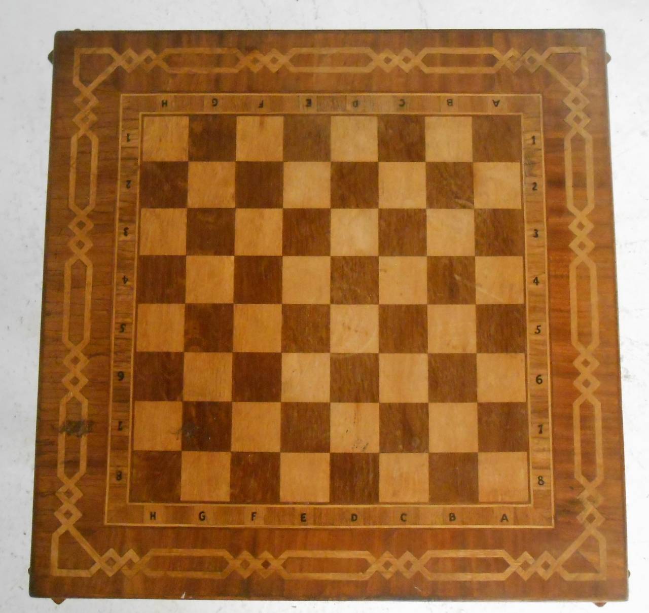Unique Vintage Decorative Inlay Chess & Gaming Table In Good Condition In Brooklyn, NY