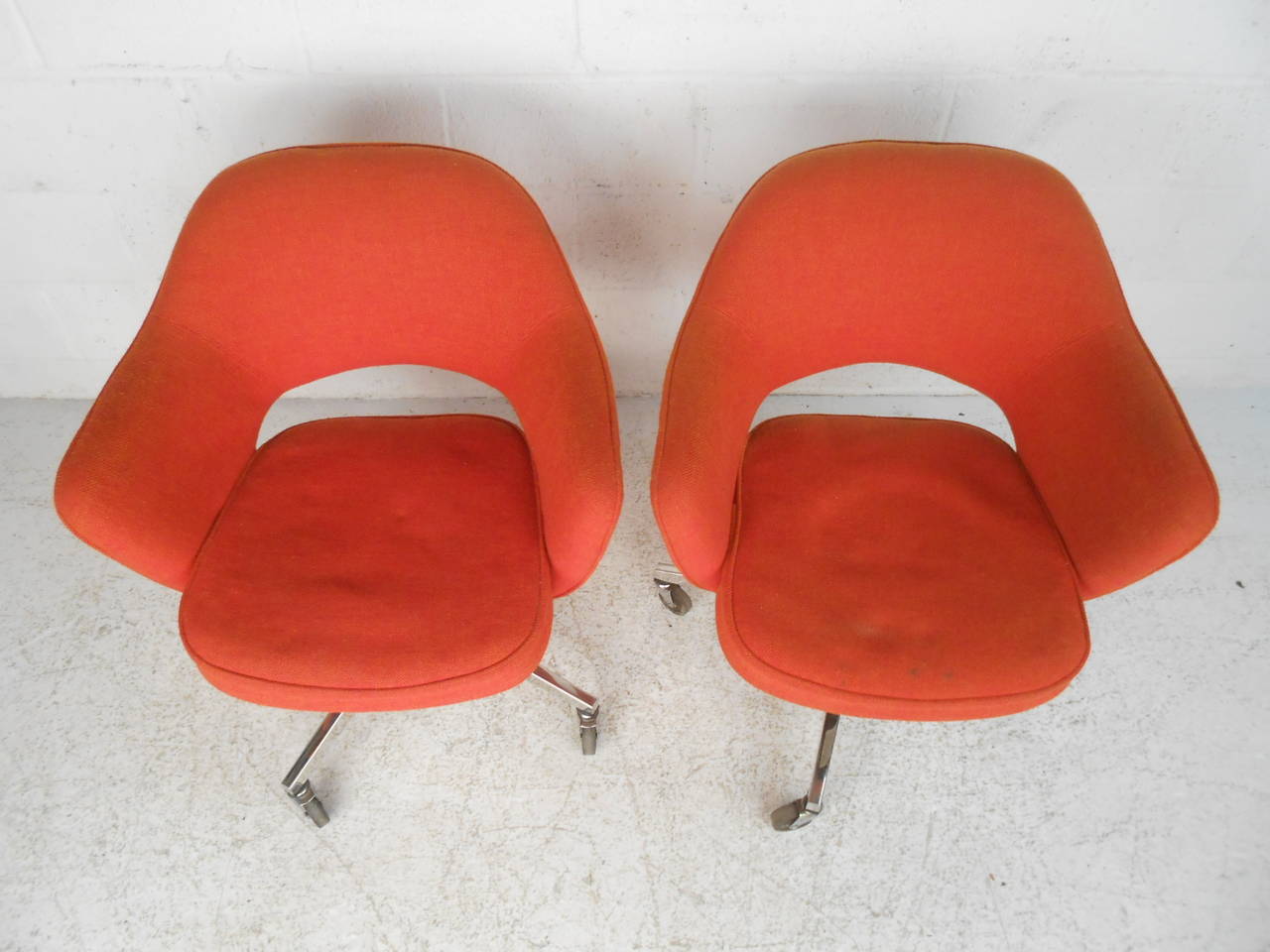 Mid-Century Modern Eero Saarinen Designed Rolling Chairs for Knoll