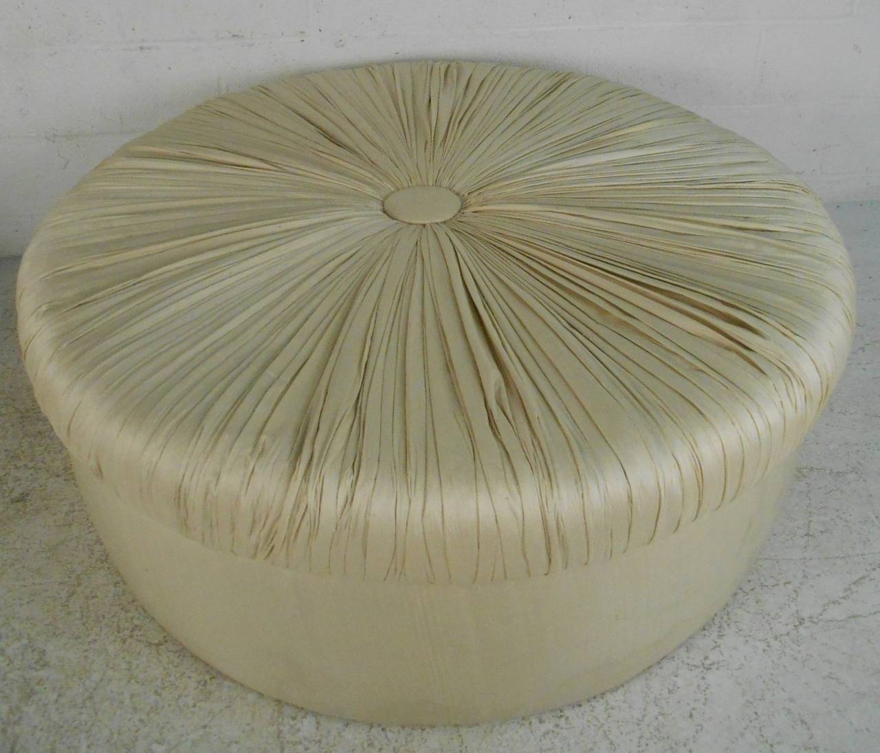 Late 20th Century Uniquely Large Mid-Century Modern Tufted Silk Ottoman