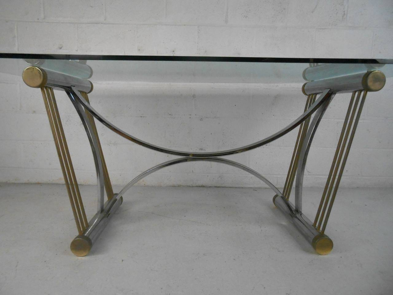 Modern Chrome and Glass Dining Table after Romeo Rega In Good Condition In Brooklyn, NY