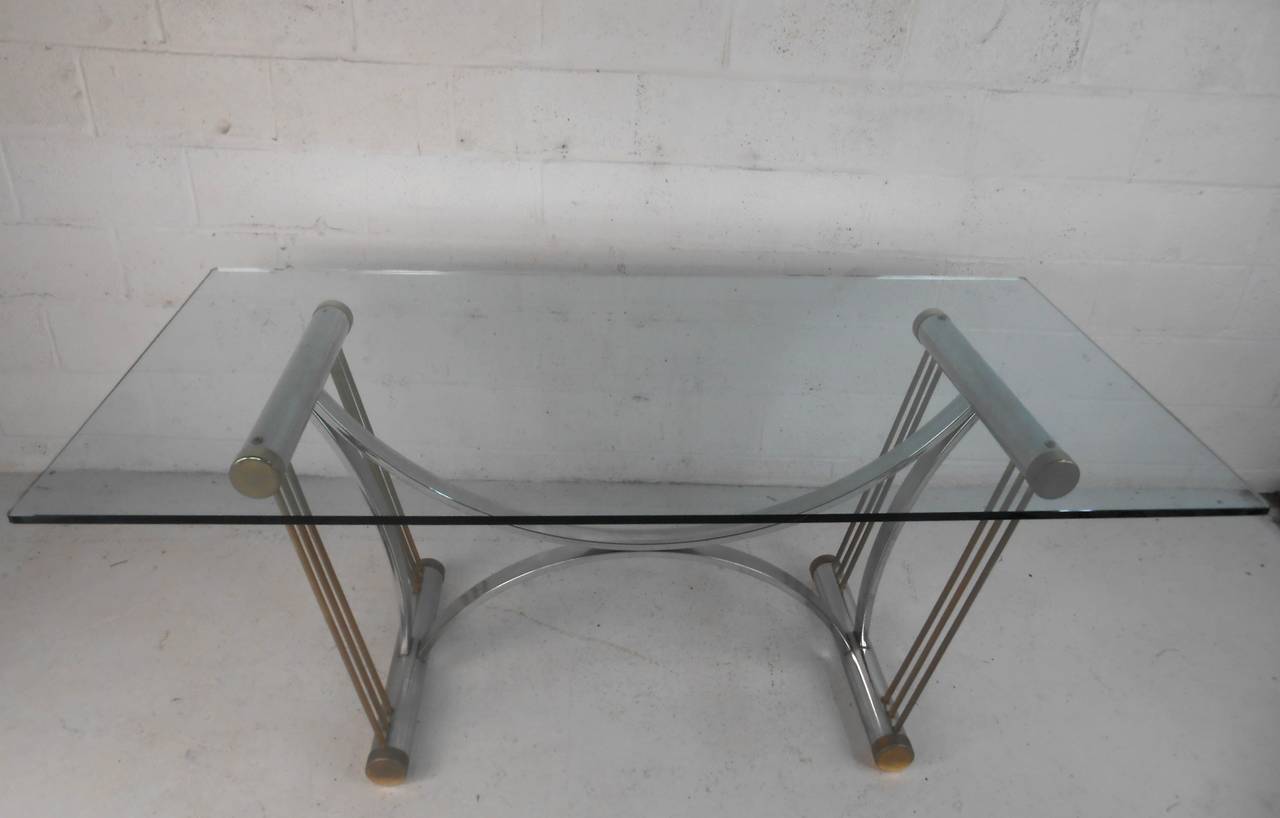 Unknown Modern Chrome and Glass Dining Table after Romeo Rega