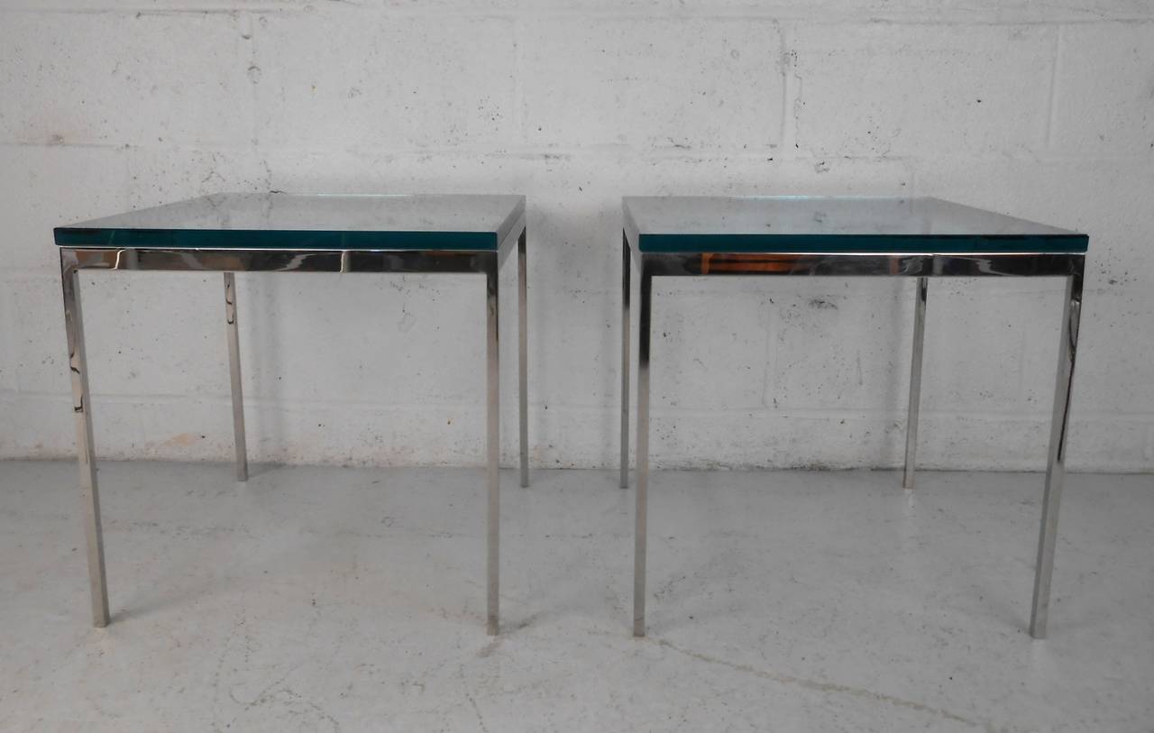 American Pair Mid-Century Modern Chrome And Glass Gerald McCabe End Tables