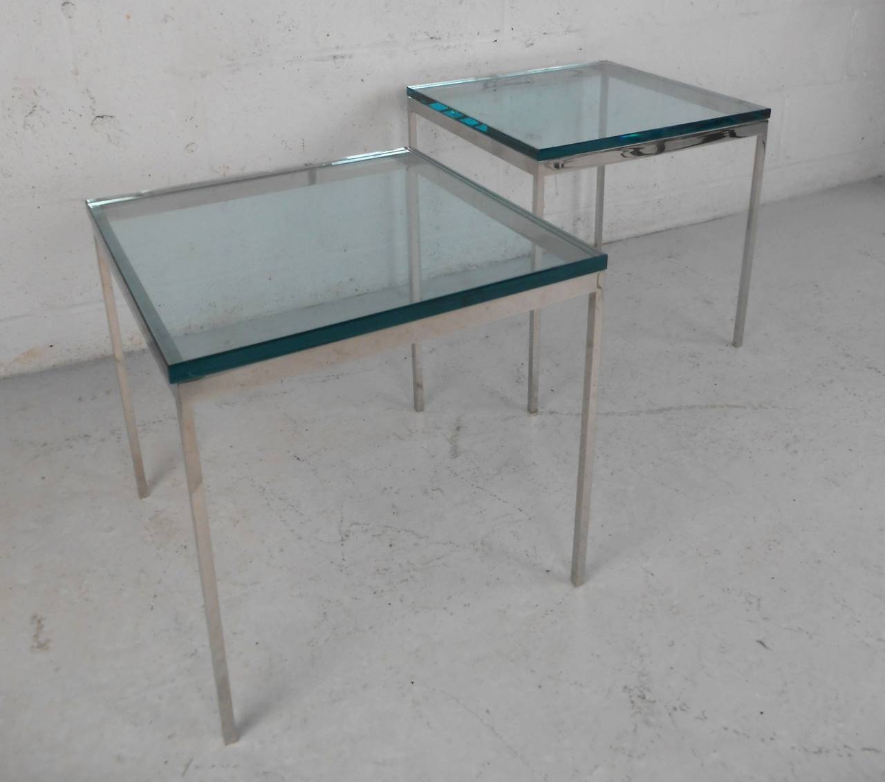Mid-20th Century Pair Mid-Century Modern Chrome And Glass Gerald McCabe End Tables