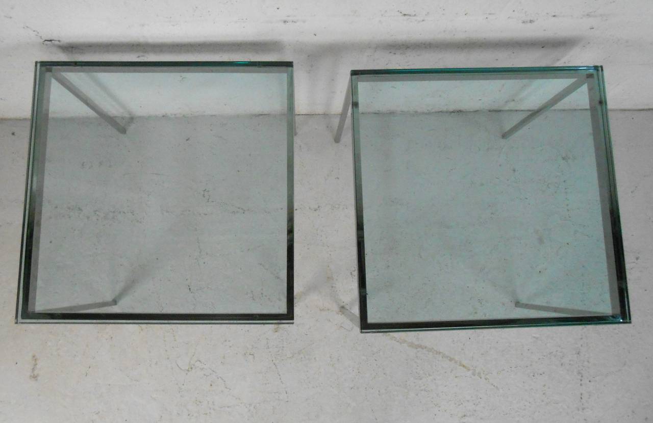 Pair Mid-Century Modern Chrome And Glass Gerald McCabe End Tables 2