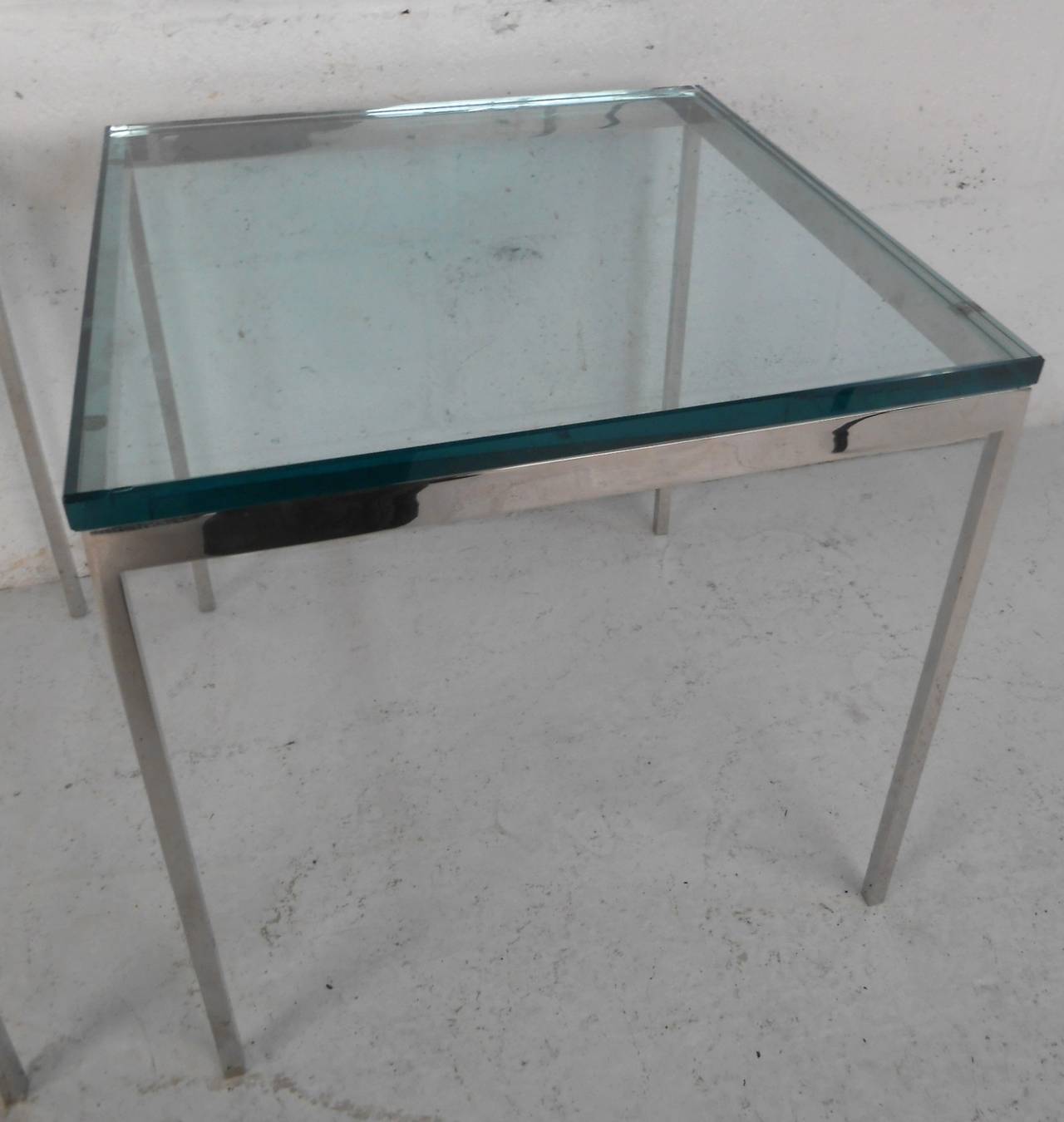 Pair Mid-Century Modern Chrome And Glass Gerald McCabe End Tables 3