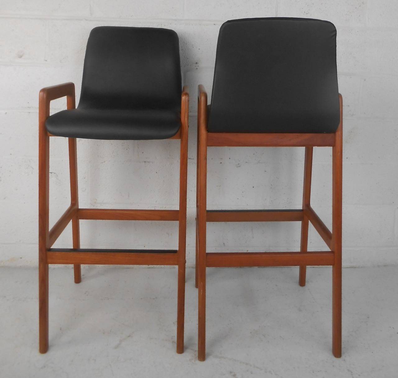 Pair Mid-Century Modern Danish Teak Stools by Tarm Stole 3