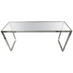 Mid-Century Modern Chrome and Glass Console Table