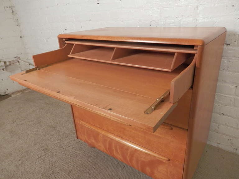 Rare Maple Chest w/ Hidden Drop Front Desk By Heywood Wakefield 1