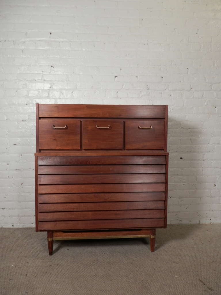Mid-Century Modern Beautiful Louvered Front Dresser By American Of Martinsville