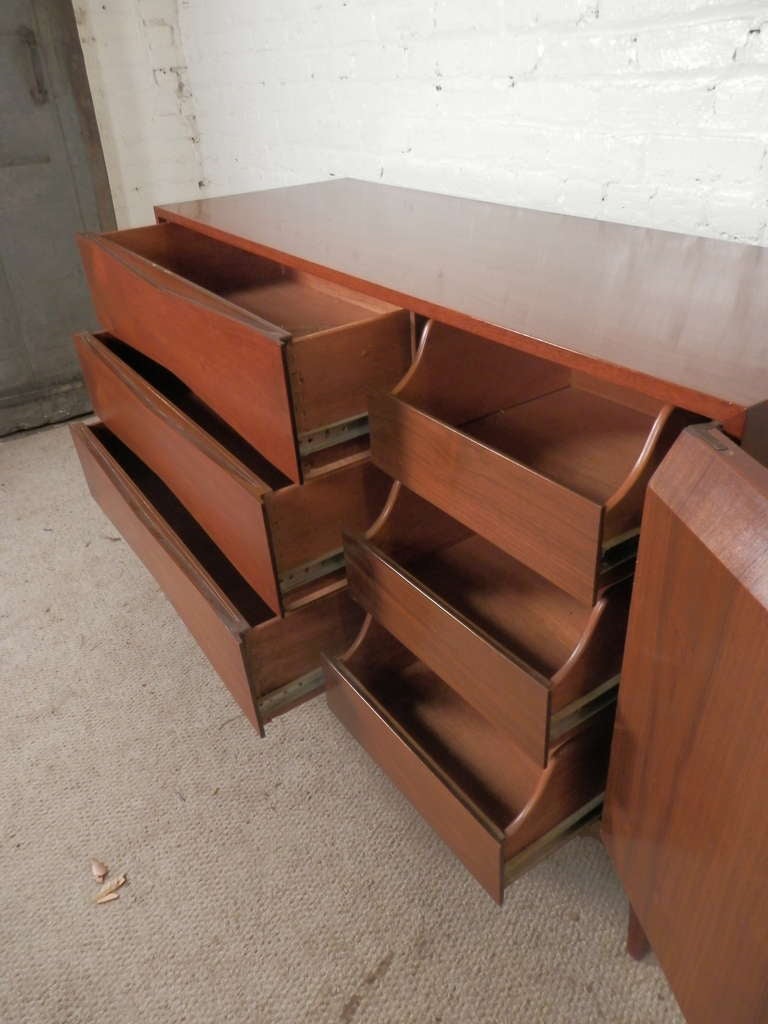 Mid-20th Century Unique Six-Drawer Dresser with Sculpted Front