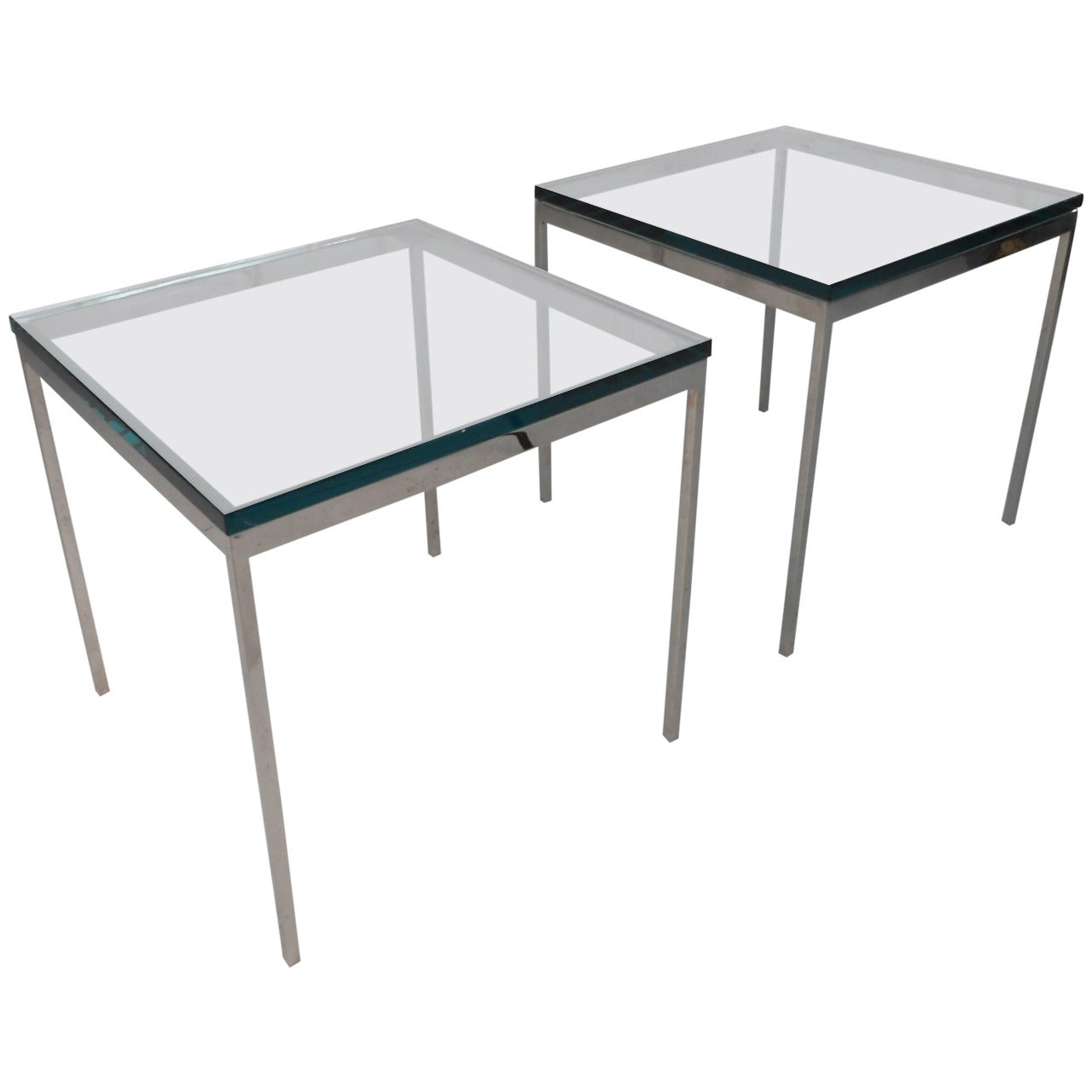 Pair Mid-Century Modern Chrome And Glass Gerald McCabe End Tables