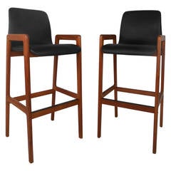 Pair Mid-Century Modern Danish Teak Stools by Tarm Stole