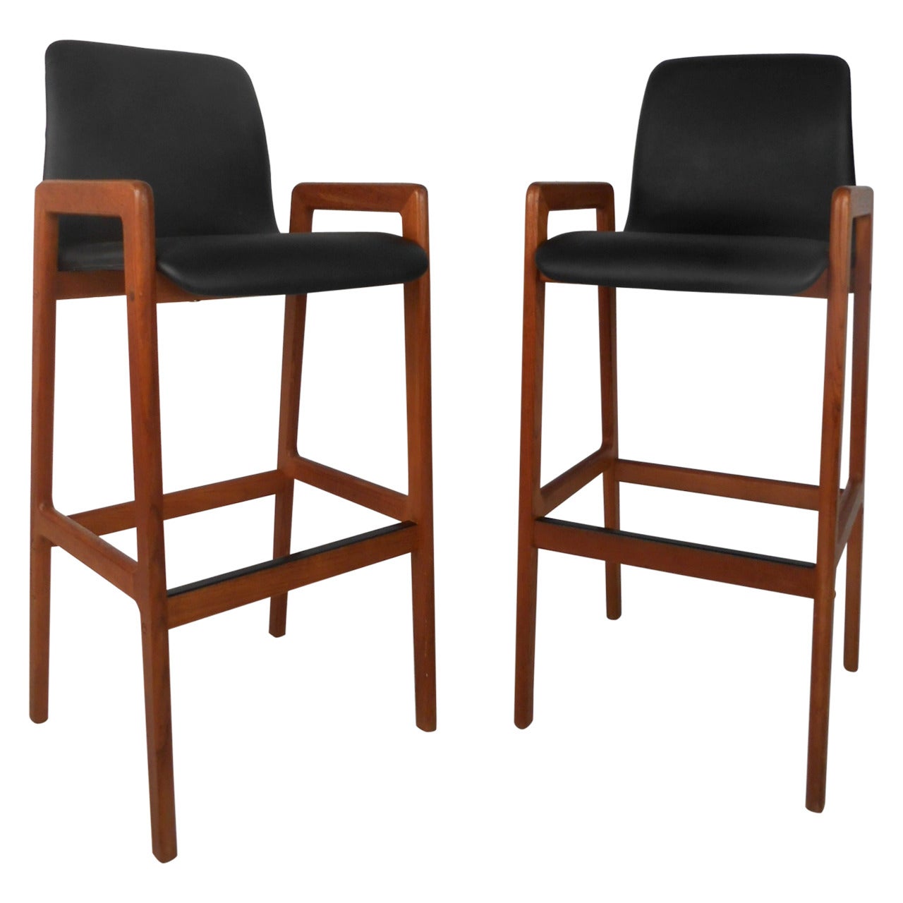 Pair Mid-Century Modern Danish Teak Stools by Tarm Stole