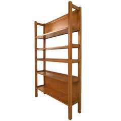 Unique Mid-Century Modern Two Piece Maple Bookshelf