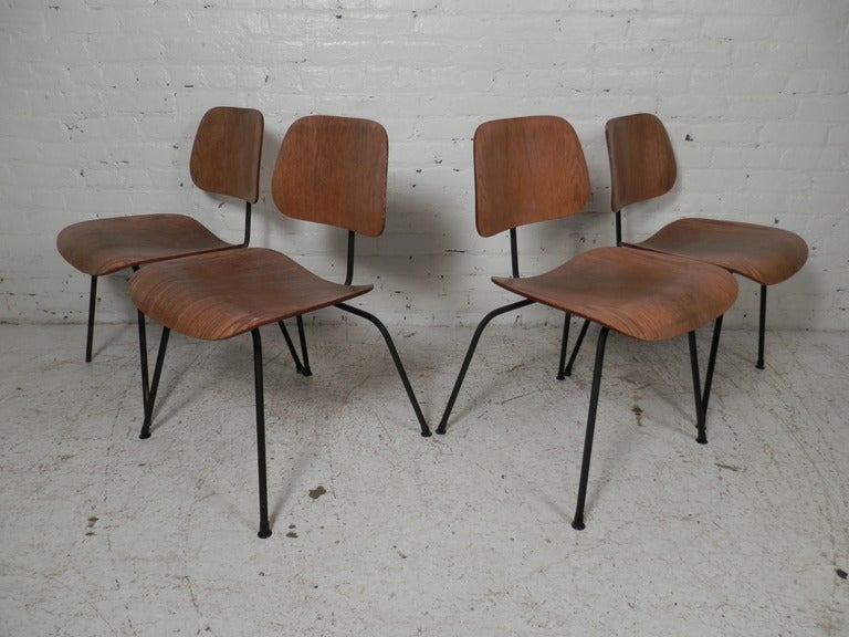 Set Of Four Eames DCM Bentwood Chairs 1