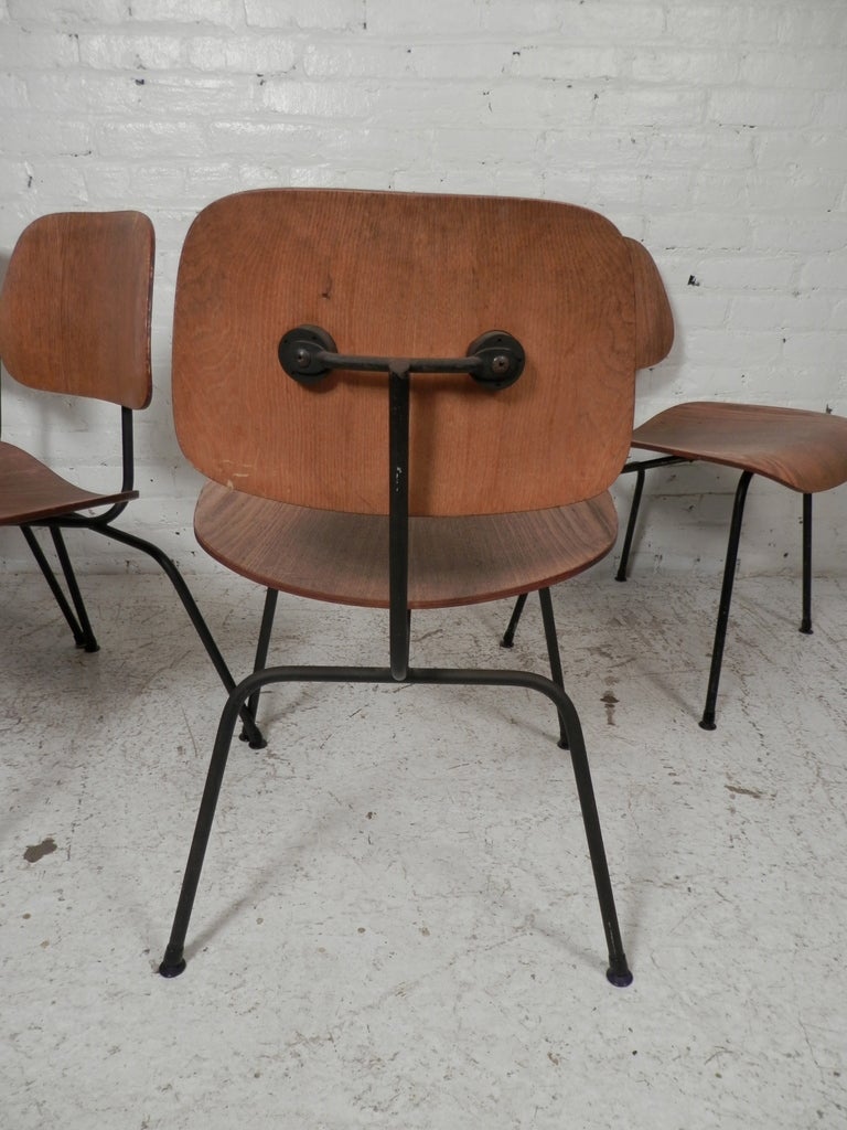 Mid-Century Modern Set Of Four Eames DCM Bentwood Chairs