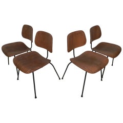 Set Of Four Eames DCM Bentwood Chairs