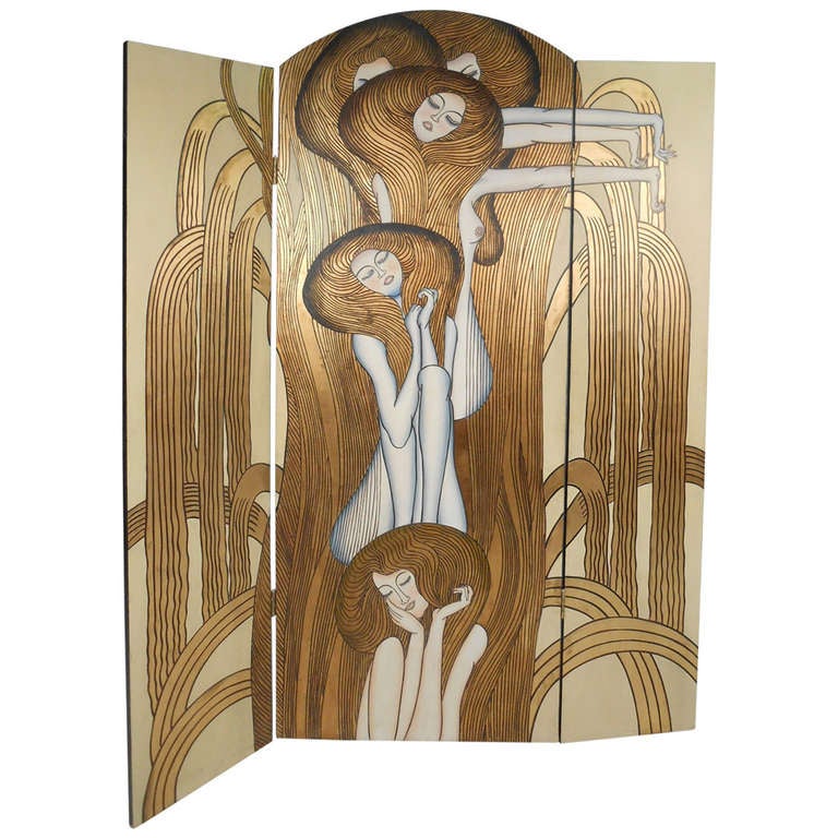 Freestanding Art Nouveau Screen at 1stdibs
