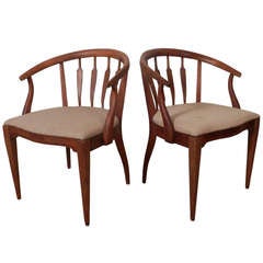 Finely Restored Barrel Back Armchairs