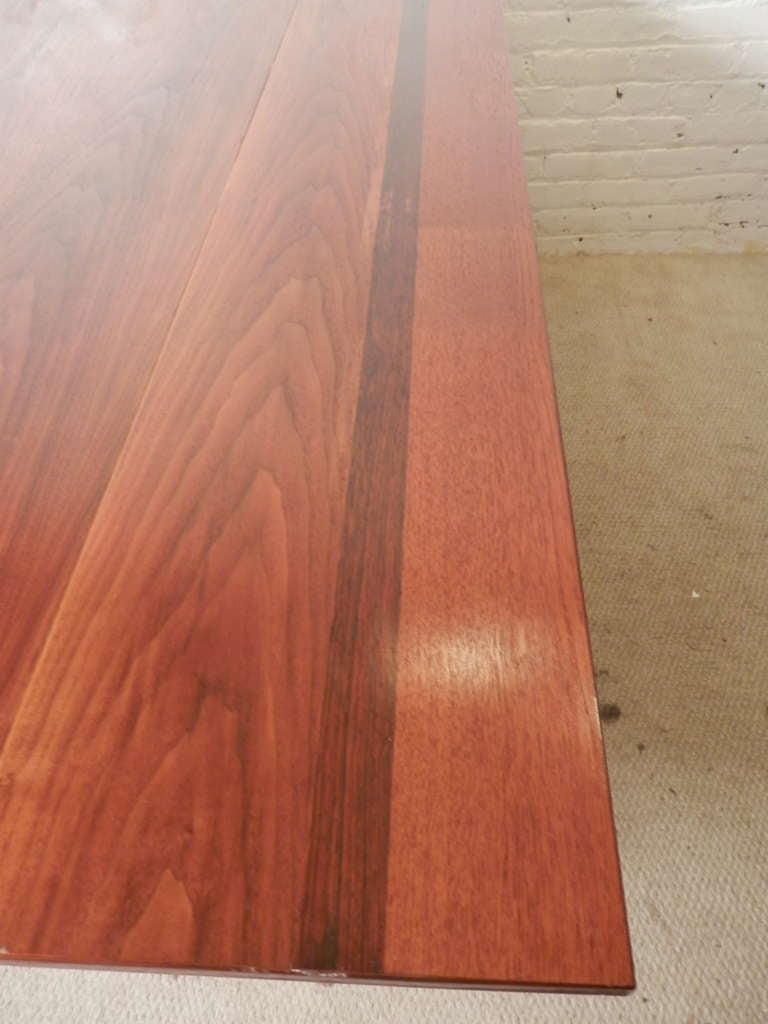 Mid-20th Century Fantastic Drop Leaf Dining Table with Inlay Rosewood And Teak