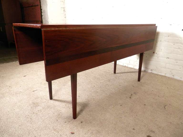 Mid-Century Modern Fantastic Drop Leaf Dining Table with Inlay Rosewood And Teak