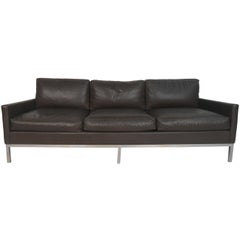 Vintage Leather Sofa after Florence Knoll