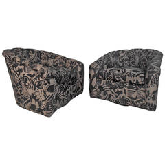 Pair Vintage Modern Swivel Lounge Chairs 2