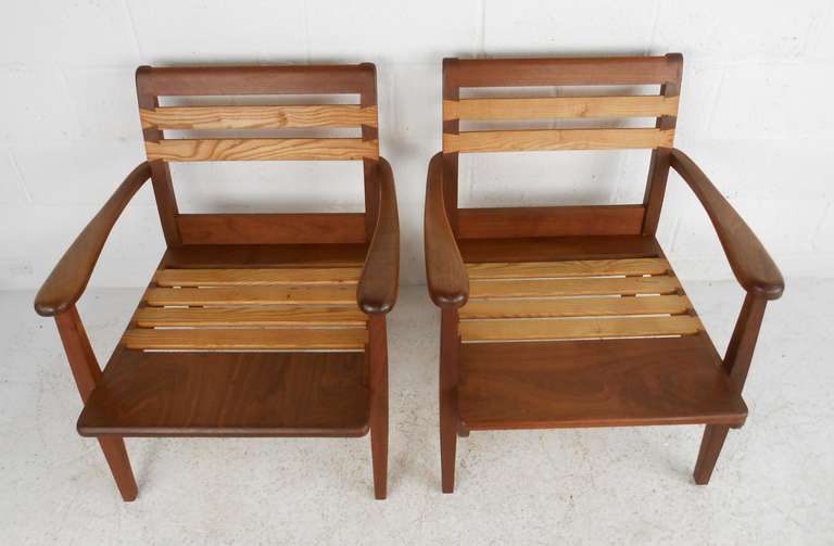 American Pair of Mid-Century Studio Chairs, signed