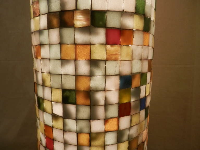 Mid-Century Modern Mosaic Glass Tile Three Way Lamp