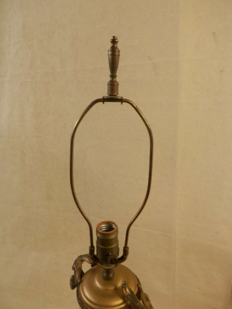 American Elegant Hand Blown Glass Lamp w/ Brass Accents