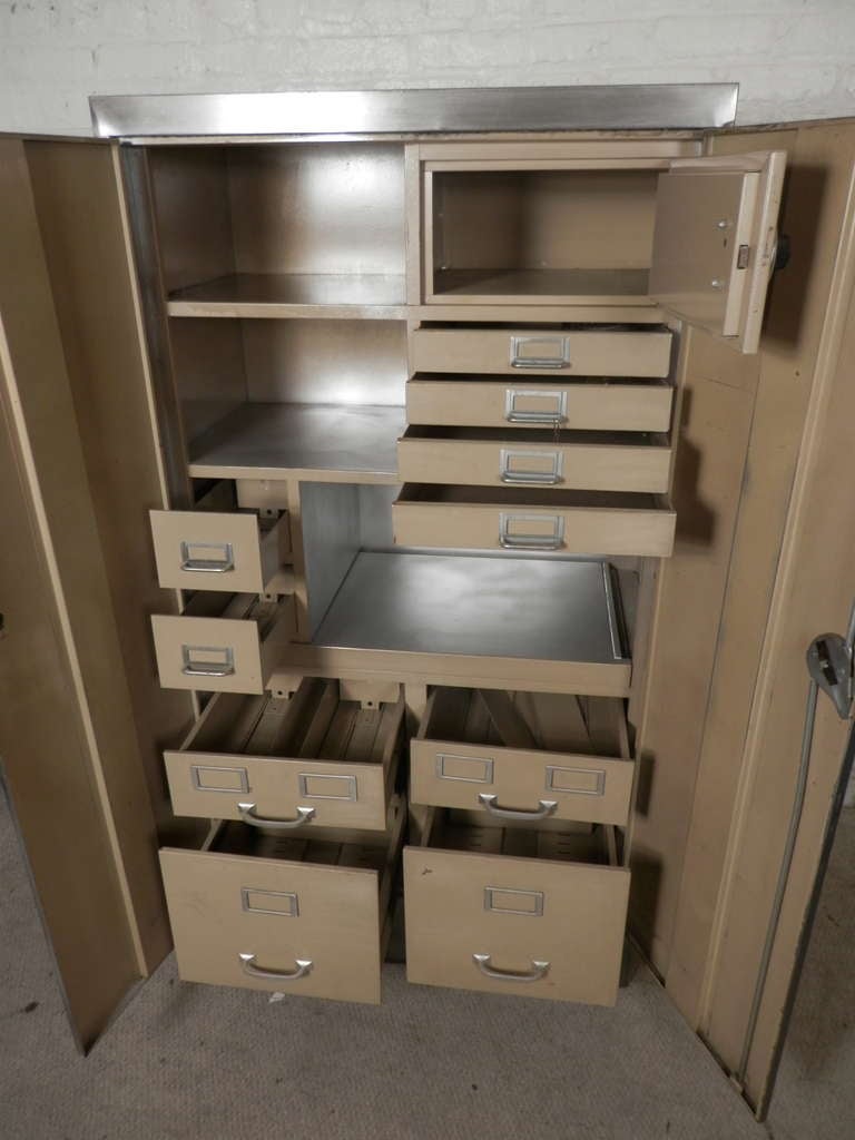 American Heavy Duty Mid-Century Industrial Bank Cabinet w/ Safe By Cole