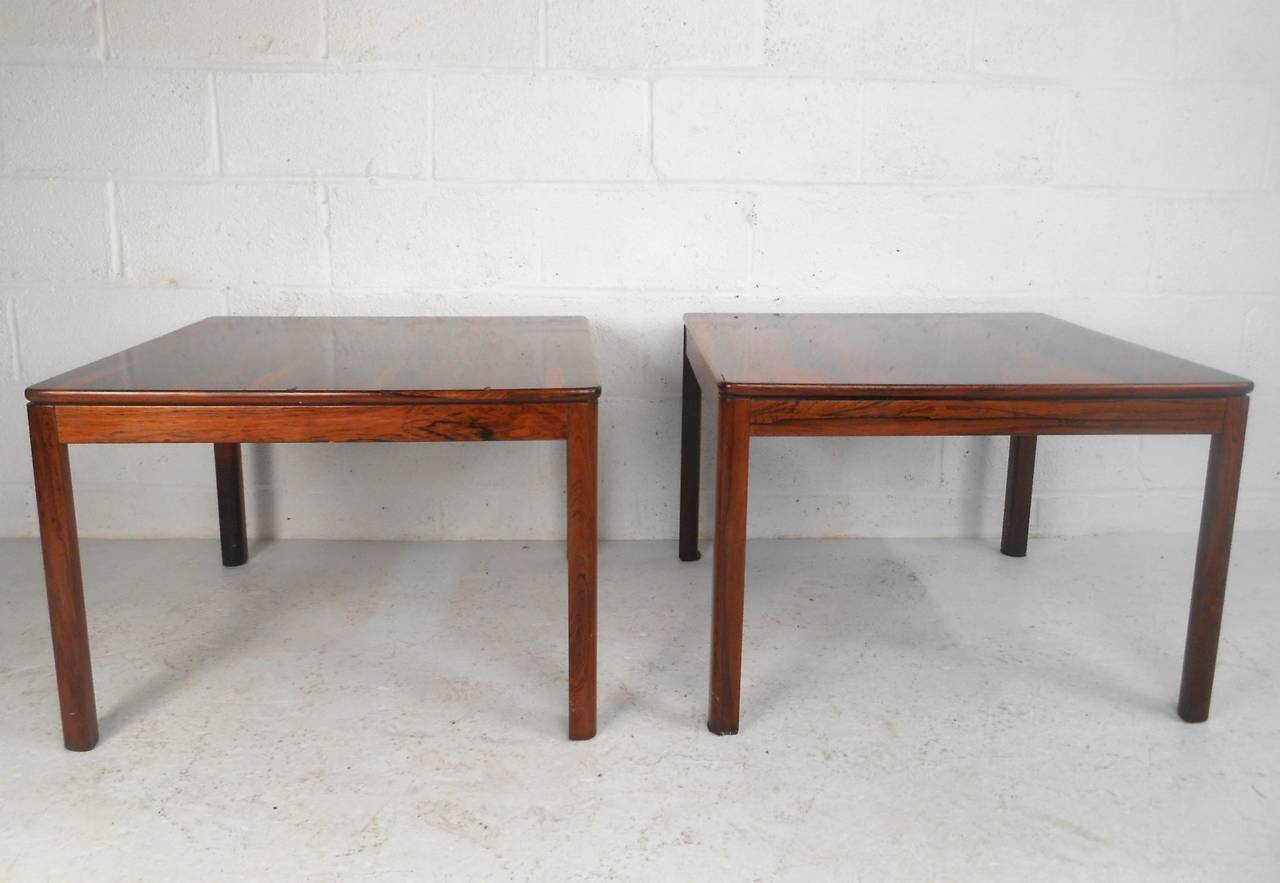 Norwegian Pair Mid-Century Modern Brode Blindheim Rosewood Side Tables
