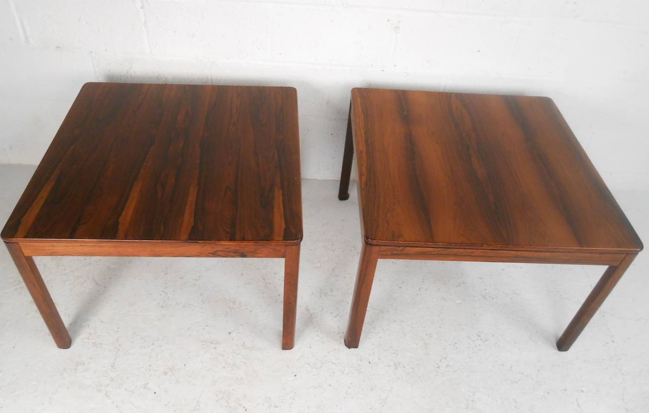 Pair Mid-Century Modern Brode Blindheim Rosewood Side Tables In Good Condition In Brooklyn, NY