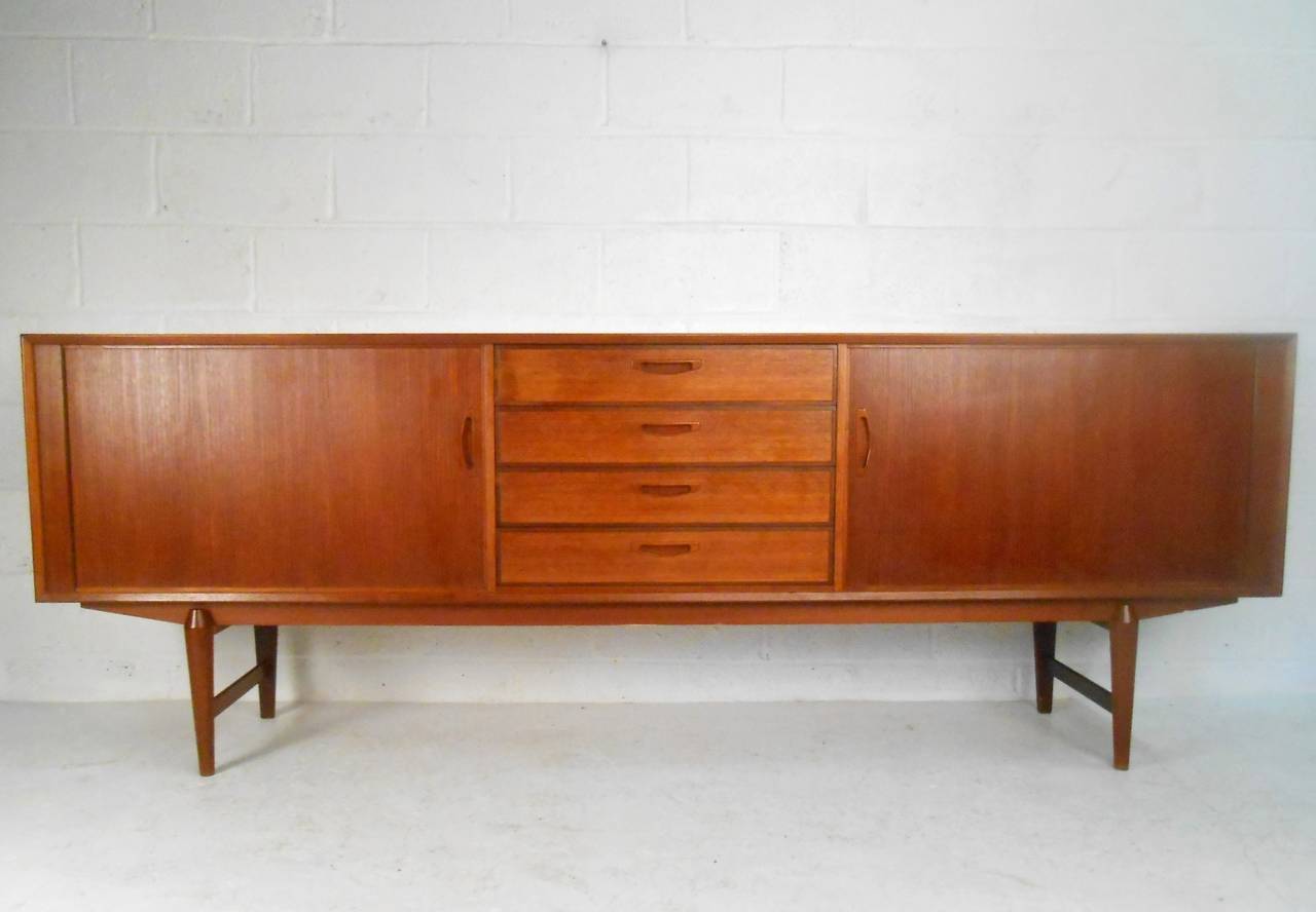 Large Mid-Century Modern Scandinavian Tambour Server