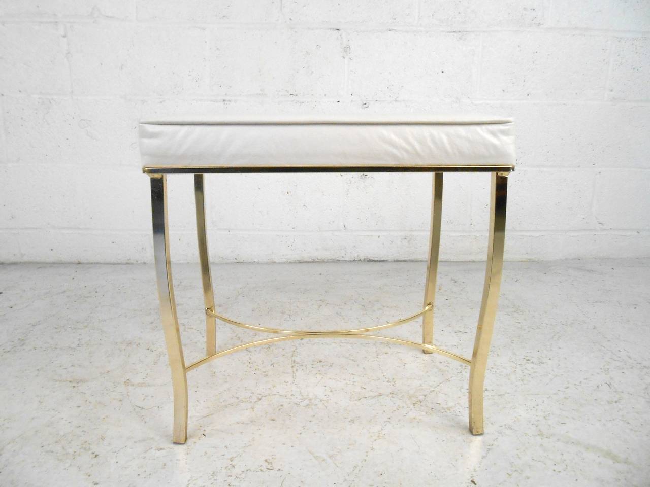 Mid-Century Modern Hollywood Regency Style Brass Stool By George Koch Sons