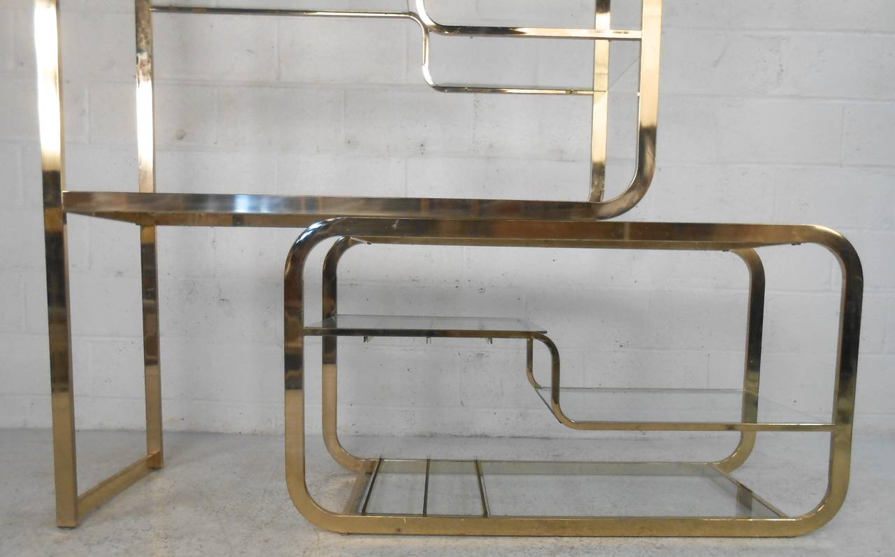 American Unique Mid-Century Modern Milo Baughman for DIA Brass & Glass Etagere