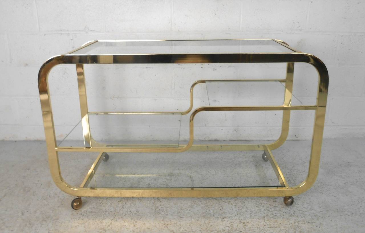 Milo Baughman Bar Cart Shapeyourminds Mid Century Modern Milo Baughman Br And Gl Bar Cart At 1stdibs