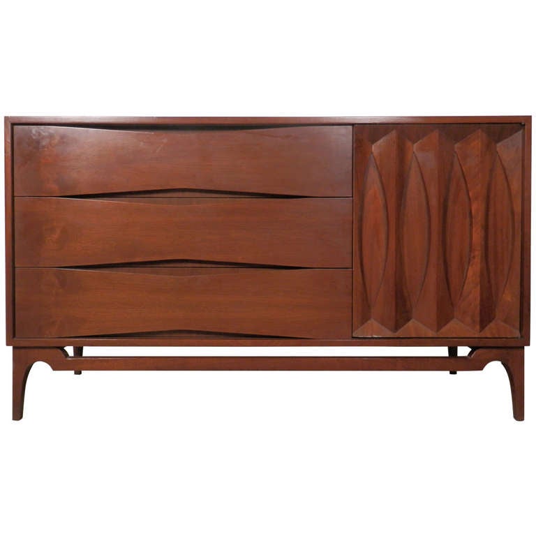 Unique SixDrawer Dresser with Sculpted Front For Sale at 1stdibs