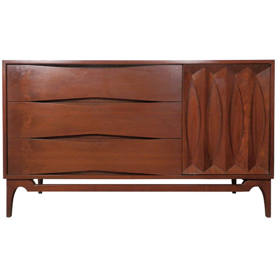 Unique Six-Drawer Dresser with Sculpted Front