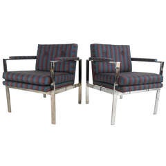 Pair of Mid-Century Modern Armchairs in the Style of Milo Baughman 9