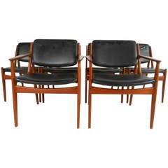 Set of Six Tilt Back Arne Vodder Mid-Century Modern Dining Chairs