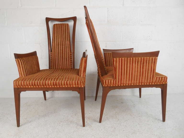 American Pair of Vintage Modern High Back Armchairs