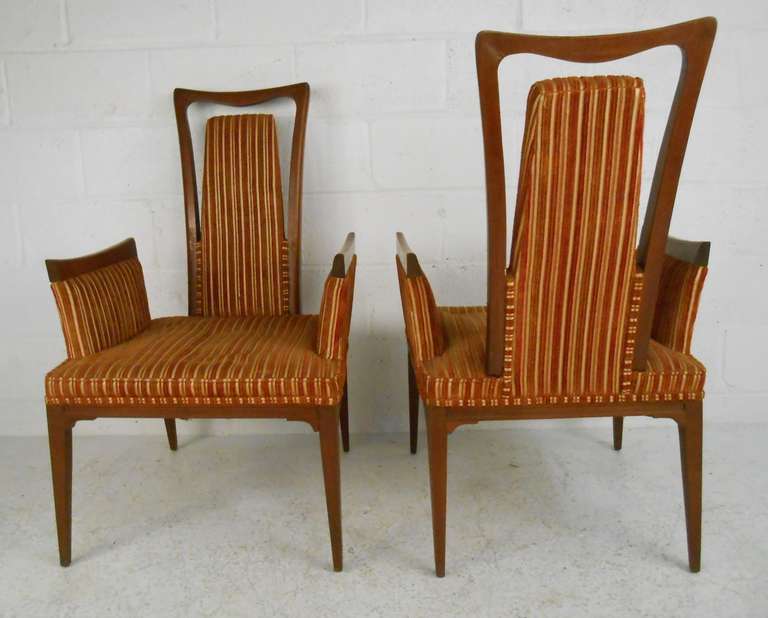 Mid-Century Modern Pair of Vintage Modern High Back Armchairs