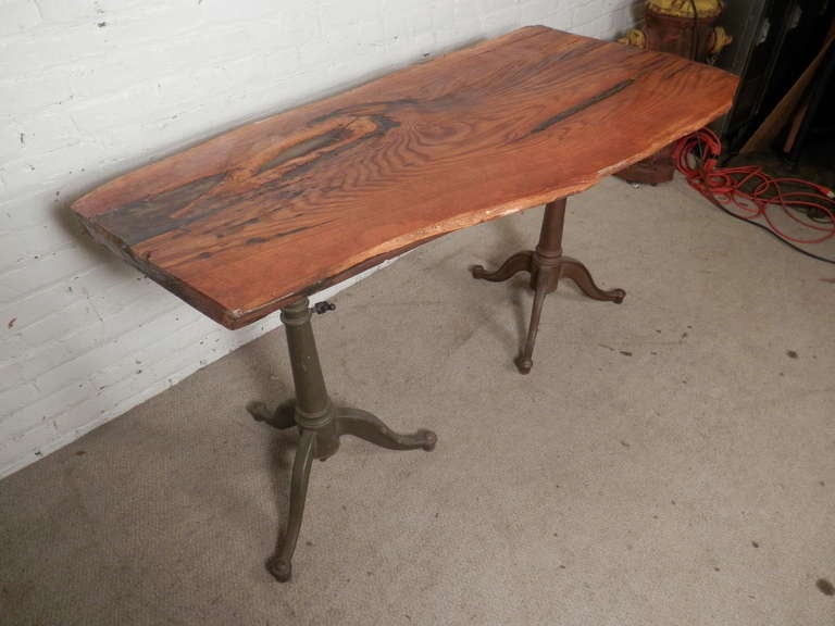 American Amazing Live Edge Desk with Iron Drafting Bases