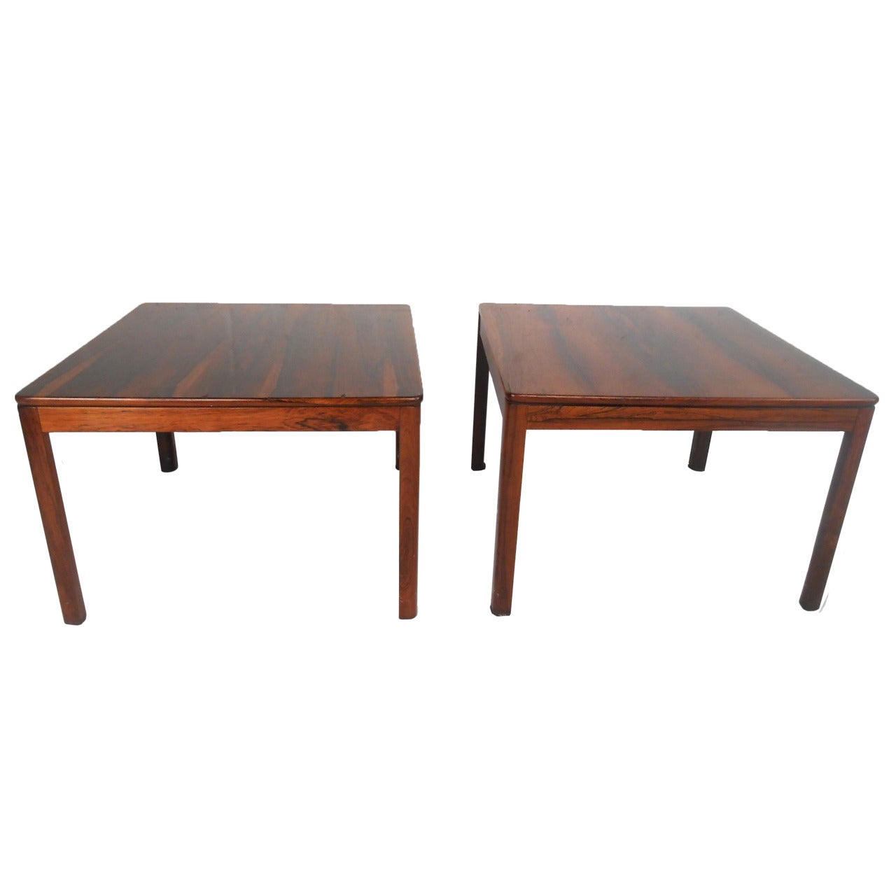 Pair Mid-Century Modern Brode Blindheim Rosewood Side Tables