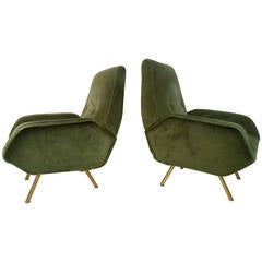 Pair of Unique Mid-Century Modern Lounge Chairs in the Style of Gio Ponti