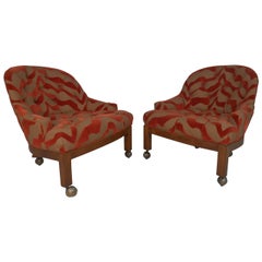 Pair of Midcentury Rolling Club Chairs