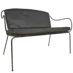 Mid-Century Modern Iron & Vinyl Salterini Style Bench