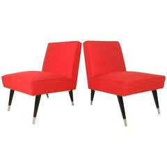 Pair Mid-Century Modern Italian Style Slipper Chairs 7