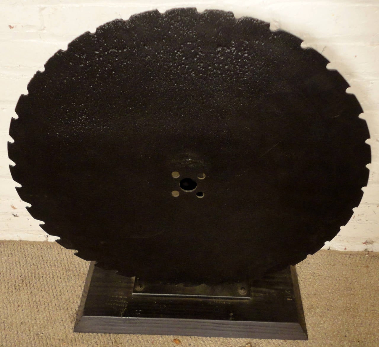 20th Century Pair Of Solid Iron Mounted Saw Wheels